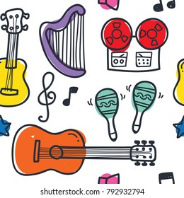 Music seamless pattern doodle illustration series