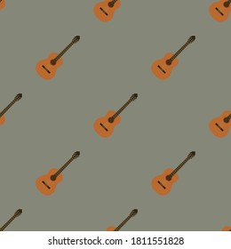 Music seamless pattern with guitars vector illustration