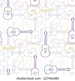 Music seamless pattern with guitars vector illustration