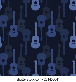 Music Seamless Pattern With Guitars Vector Illustration