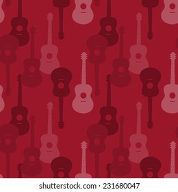 Music seamless pattern with guitars vector illustration