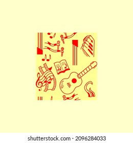 music seamless pattern illustration design. guitar,  music chart pattern