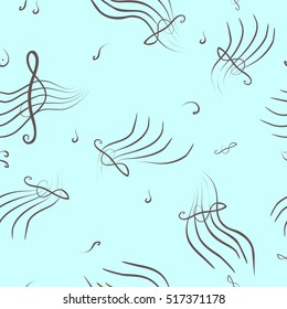 Music seamless pattern with keys on light background