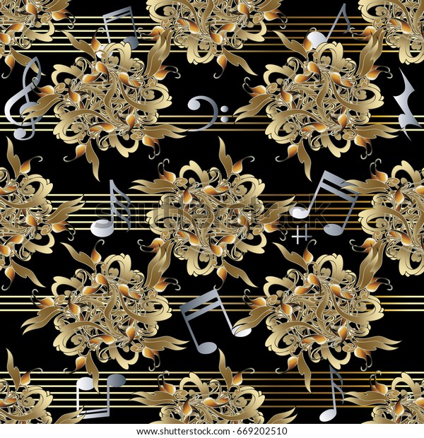 Music Seamless Pattern Musical Background Wallpaper Stock Vector