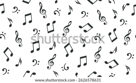 Music seamless pattern. Music note icons. Sound background