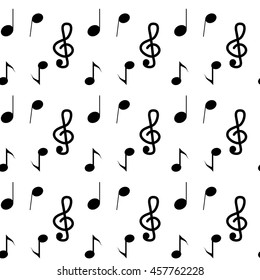 Music seamless pattern note. Musical notes design and pattern with treble clef, vector illustration