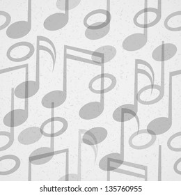 music seamless pattern with notes on cardboard texture