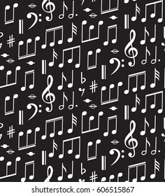 Music Seamless Pattern with Notes. Vector illustration