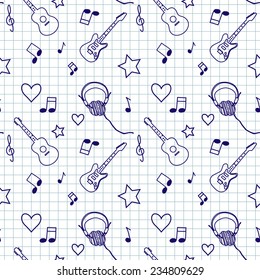 Music seamless pattern vector illustration
