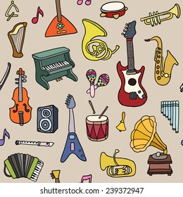 Music seamless pattern. Vector Illustration