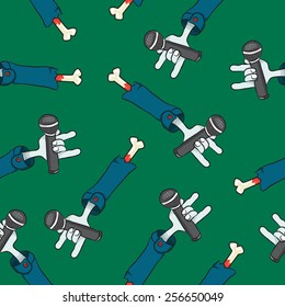 Music seamless pattern zombie hand microphone