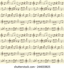 Music Seamless vector Background, hand drawn pattern