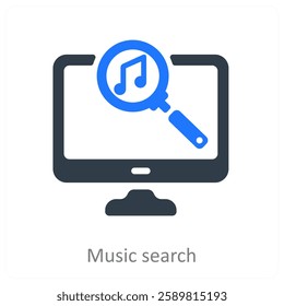 Music Search and audio icon concept