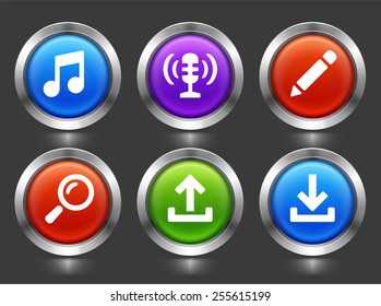 Music Search and Download on Color Round Buttons