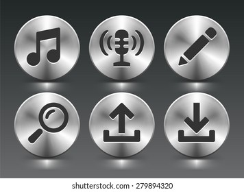 Music Search and Download on Silver Round Buttons