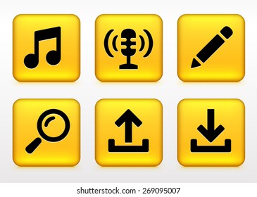 Music Search and Download on Yellow Square Buttons