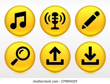Music Search and Download on Yellow Round Buttons