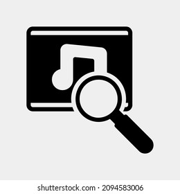 Music search icon in solid style about marketing and seo, use for website mobile app presentation