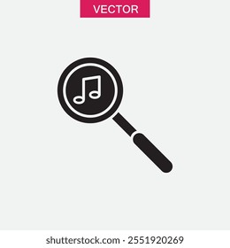 Music Search vector icon, simple flat black trendy style illustration for web and app.eps