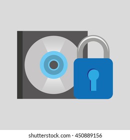 music and security cloud technology icon, vector illustration
