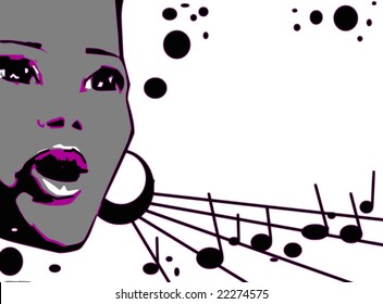 music series - jazz woman singing jazz, gospel or other portrait -cartoon style (not any particular person)