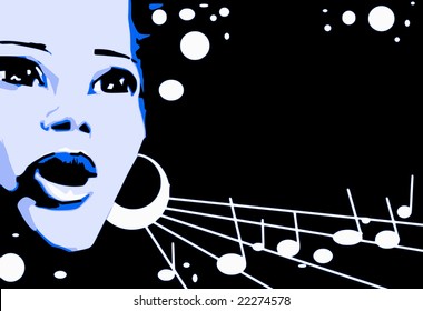 music series - jazz woman singing jazz, gospel or other portrait - cartoon style (not any particular person)