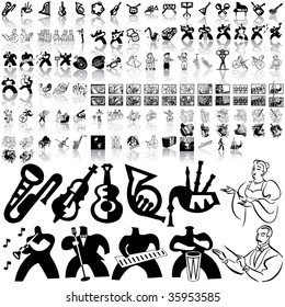 Music set of black sketch. Part 6. Isolated groups and layers.