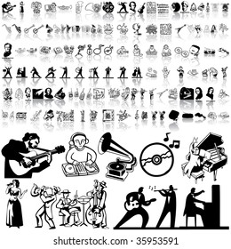 Music set of black sketch. Part 4. Isolated groups and layers.