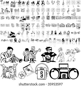 Music set of black sketch. Part 2. Isolated groups and layers.