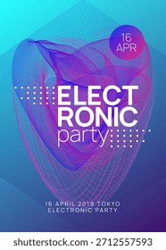 Conjunto de música. Electro Vector. Violet Edm Evento. Revista Dj. Invitación a discoteca psicodélica. Póster azul de la fiesta. Mejor Concierto Gráfico. Conjunto de música rosa