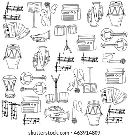 Music set element doodles vector art illustration
