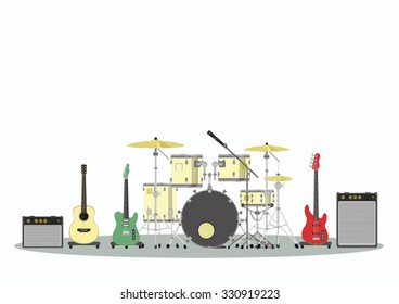 music set . flat graphic music instrument on white background