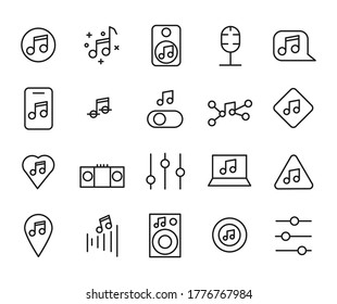 Music Set of Outline Vector Icon