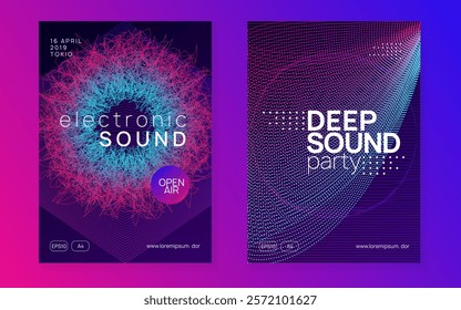 Music Set. Party Design. Techno Festival Element. Electronic Radio Illustration. Electro Cover. Green Edm Flyer. Blue Dance Poster. Pink Music Set