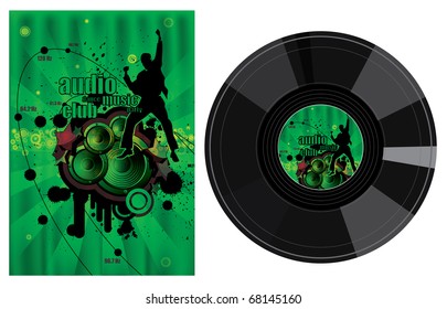 Music set. Poster and vinyl for party event.