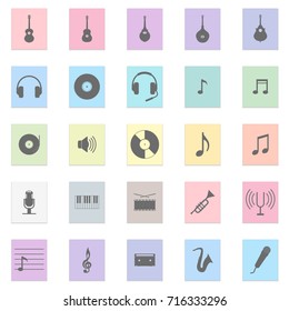 Music set Vector black icon on color sticker