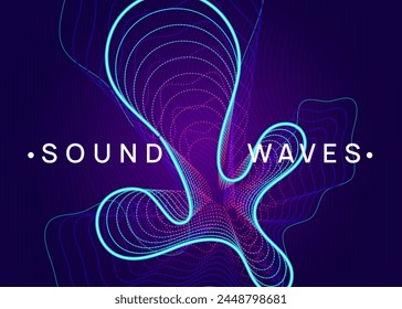 Music Set. Violet Sound Magazine. Pink Discotheque Design. Festival Vector. Edm Background. Fest Electro Graphic. Soundwave Disco Illustration. Blue Music Set