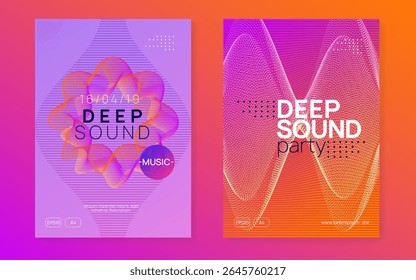 Conjunto de Músicas. Revista Violet Sound. Gráfico Do Dj Festival. Panfleto Tecno Azul. Ilustração de batida eletrônica. Convite de Trance. Bandeira de Dança. Conjunto de Músicas Rosa