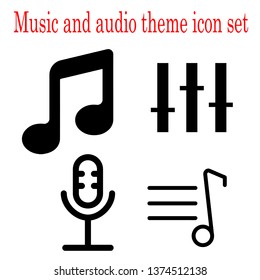 Music and settings icon set.