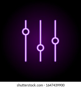 icono de neon de configuración de música. Elementos del conjunto musical. Icono simple para sitios web, diseño web, aplicación móvil, infografía