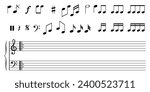 Music sheet background with music notes. Music sheet. Musical note set. Music note stave staff. Vector illustration. EPS 10.