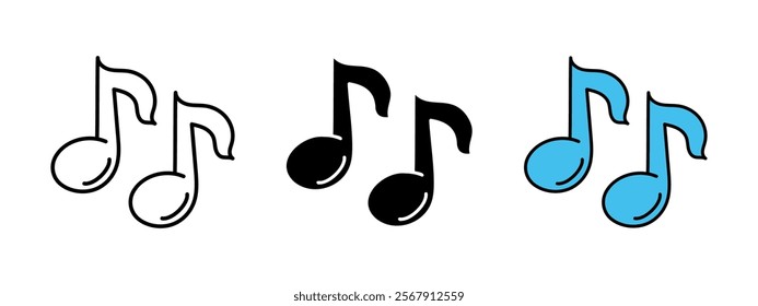 Music sheet icon. Musical note vector illustration. Melody symbol. Sound tune sign. Classical symphony pictogram. Tone harmony isolated concept. Double music sheet or notes silhouette.