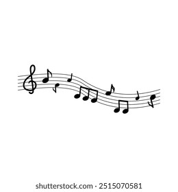 Notas de la hoja de música elemento de diseño clave de melodía