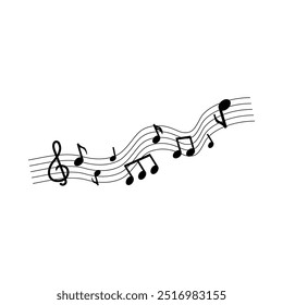 Hoja de música notas melodía clave diseño aislado