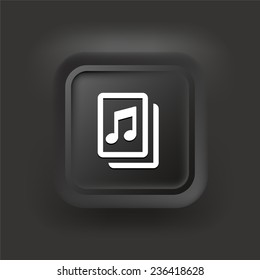 Music Sheet on Black Square Button
