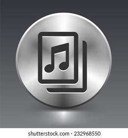 Music Sheet on Silver Round Button