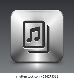 Music Sheet on Silver Square Button