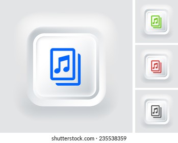 Music Sheet on White Square Button
