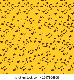Music sheet paper doodle seamless pattern