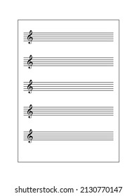 Ilustración vectorial de hoja de música dibujada en fondo blanco